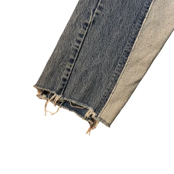 REVICE Denim Two Tone Jeans Straight Leg Raw Hem - Picture 7 of 13